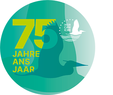 75 JAHRE IKSR / 75 ANS CIPR / 75 JAAR ICBR / 75 YEARS ICPR Logo